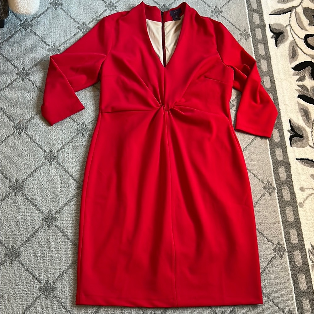 Women's Red Twist-Front Sheath Dress